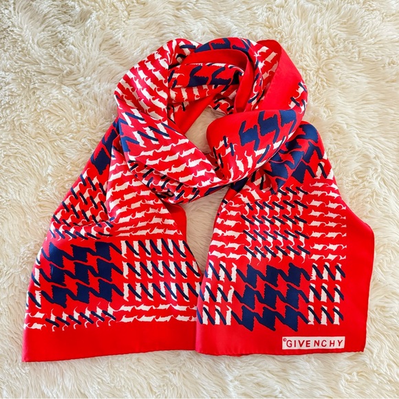 Vintage Givenchy Scarf - 64” Red White & Blue - Picture 1 of 6